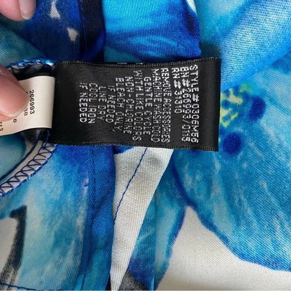 Sleeveless AB Studio Blue Floral Dress - Picture 4 of 16